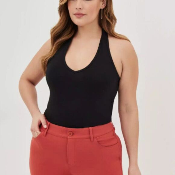 Torrid Size 3X Black Foxy V-Neck Halter Fitted Sleeveless Tank Top - Picture 2 of 8